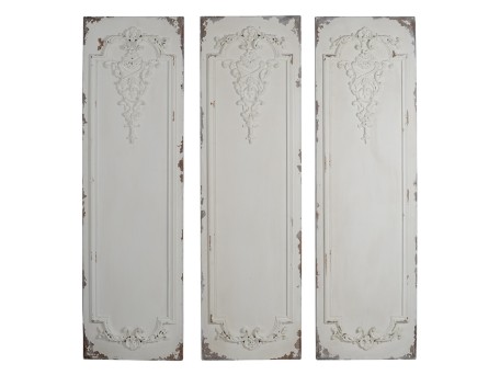 Artekko Alcott Διακοσμητικό Τοίχου Πίνακας από Μαγνήσιο Λευκή Πατίνα (53.3x6.1x180.1)cm Σετ/3