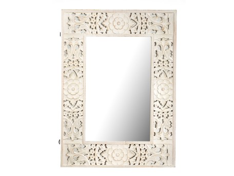 Artekko Almirah Καθρέπτης με Σκάλισμα Ξύλο/Γυαλί Λευκή Πατίνα (70x2.5x90)cm