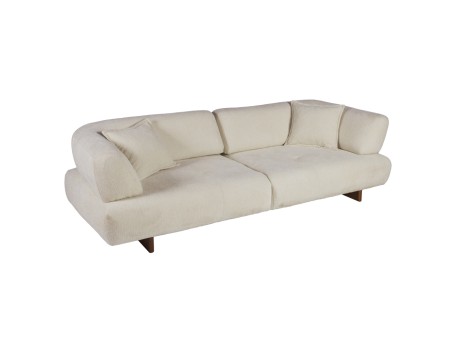 Artekko Anemon Τριθέσιος Εκρού Καναπές με Μπουκλέ Ύφασμα (240x85x70)cm