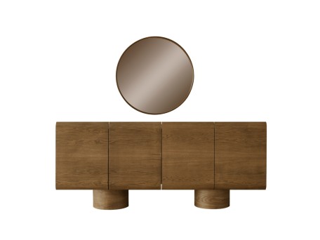 Artekko Asos Καφέ Μπουφές MDF (200x45x87)cm με Καθρέπτη (81x81x5)cm 2pcs