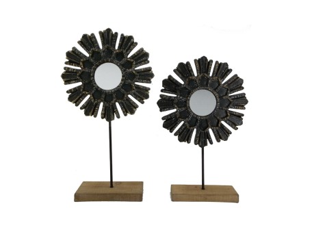 Artekko Carlos Διακοσμητικό Επιτραπέζιο με Καθρέπτη Μέταλλο Ξύλο Μαύρο (32x12x58)cm Σετ/2