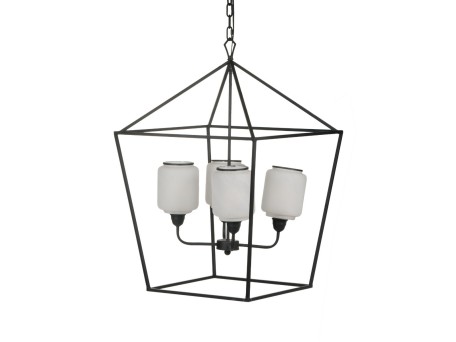 Artekko Chandelier Φωτιστικό Οροφής Πολυέλαιος Μέταλλο Μαύρο (55x55x85)cm