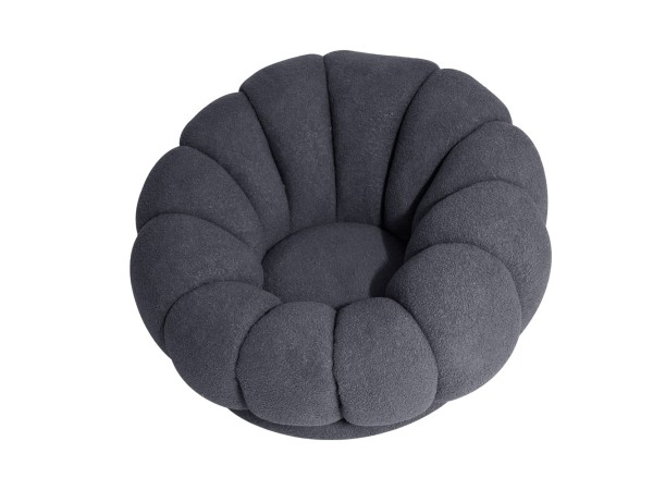 Artekko Cloud Γκρι Υφασμάτινη Μπουκλέ Περιστρεφόμενη Πολυθρόνα (98x97x69)cm
