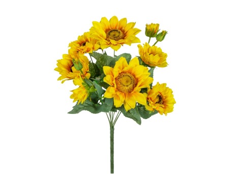 Artekko Faux Τεχνητό Μπουκέτο Ηλιοτρόπιο Πλαστικό Κίτρινο (26x28x48)cm