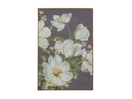 Artekko Flower Πίνακας MDF/Ύφασμα Μπεζ Γκρι/Λευκό (80x3.5x120)cm