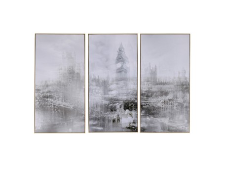 Artekko Foggy City Διακοσμητικοί Πίνακες Καμβάς Ξύλο (89.9x4.6x184.9)cm Σετ/3