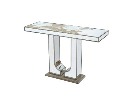 Artekko Galio Κονσόλα με Καθρέπτη MDF Γυαλί Χρυσό (120x40x79)cm