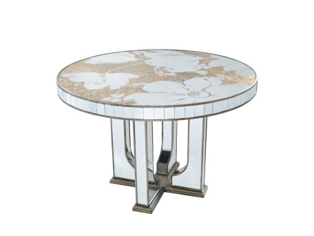 Artekko Galio Τραπέζι με Καθρέπτη MDF Γυαλί Χρυσό (120x120x80)cm