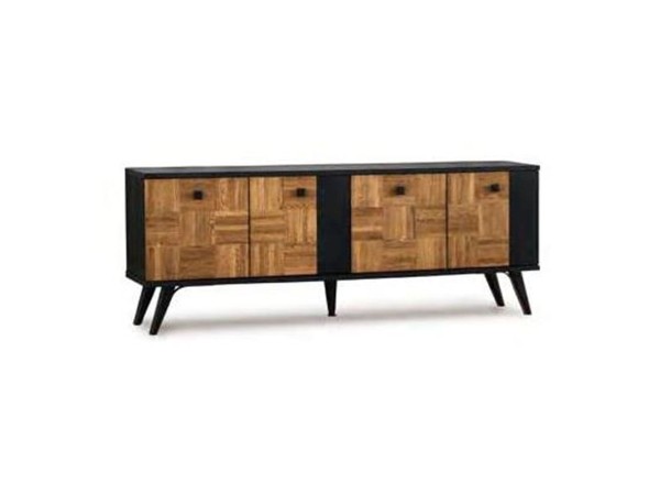 Artekko Gintoms Μπουφές Μαύρος με 4 Πόρτες Ανοιχτόχρωμες Mosaic (192x45x76)cm