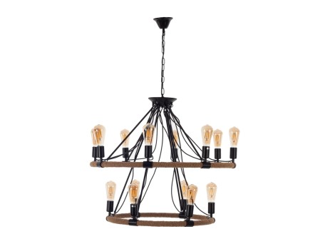 Artekko Hemp Rope Φωτιστικό Οροφής 14φωτο (Ε27) με Μαύρο Μέταλλο/Σχοινί (82x82x100)cm