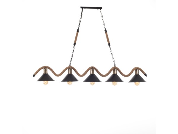 Artekko Hemp Rope Φωτιστικό Οροφής 5φωτο (Ε27) με Μαύρο Μέταλλο/Σχοινί (140x20x50)cm Artekko Hemp Rope Φωτιστικό Οροφής 5φωτο (Ε27) με Μαύρο Μέταλλο/Σχοινί (140x20x50)cm