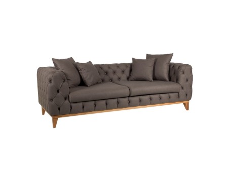Artekko Καναπές τριθέσιος JAGUAR 225x92x68 ύφασμα VENA 07 με ξύλινα πόδια