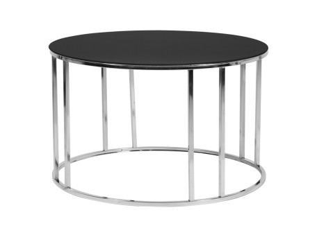 Artekko Leibush Τραπέζι Σαλονιού Μεταλλικό Inox με Μαύρο Γυάλινο Καπάκι (75x75x45)cm