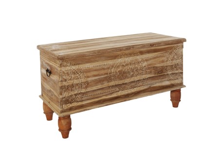 Artekko Magnus Ξύλινο Μασίφ Σκαλιστό Μπαούλο σε Φυσική Απόχρωση (120x50x64)cm