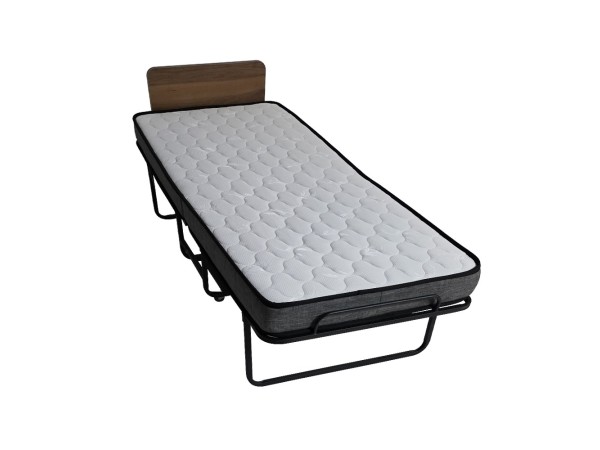 Artekko  Μεταλλικό Πτυσσόμενο Κρεβάτι Τύπου Ράντζο με Σπαστό Στρώμα με MDF Πλάτη (190x80x70)cm Κλειστό (80x40x120)cm