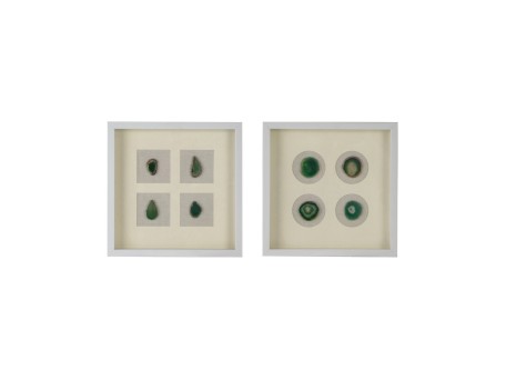 Artekko Mosaic Διακοσμητικός Πίνακας Ξύλο Γυαλί Λευκό Πράσινο (40x40x3)cm Σετ/2