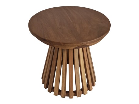 Artekko Munggur Remi Ξύλινο Στρογγυλό Βοηθητικό Τραπέζι σε Φυσική Απόχρωση (50x50x48)cm - με Κερί