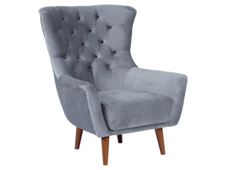 Artekko Obop Μπερζέρα Γκρι με Ξύλινα Πόδια (78x75x105)cm