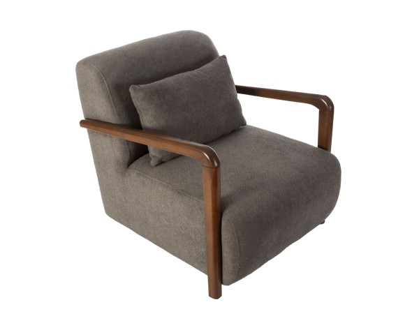 Artekko Plus Γκρι Υφασμάτινη Πολυθρόνα με Ξύλινα Μπράτσα (74x90x75)cm Artekko Plus Γκρι Υφασμάτινη Πολυθρόνα με Ξύλινα Μπράτσα (74x90x75)cm