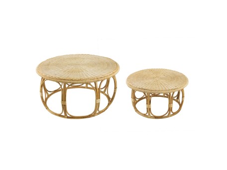Artekko Rattan Τραπέζι Σαλονιού από Ρατάν σε Φυσική Απόχρωση (101.6x101.6x50.8)cm Σετ/2