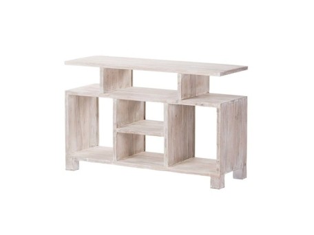 Artekko Slaons Ξύλινο Μασίφ 'Eπιπλο Τηλεόρασης σε Λευκή Πατίνα (120x45x76)cm