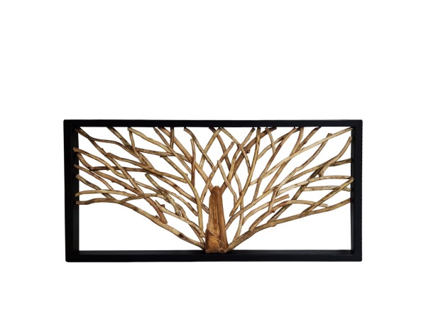 Artekko Solida Ξύλινο Διακοσμητικό Τοίχου σε Φυσική Απόχρωση και Μαύρο Πλαίσιο (120x60x6)cm