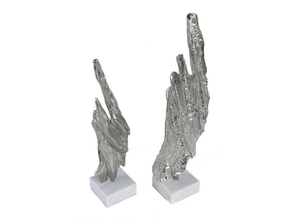 Artekko Statuaries Γλυπτό από Αλουμίνιο/Μάρμαρο Λευκό/Ασημί Σετ/2 (28x28x3)cm