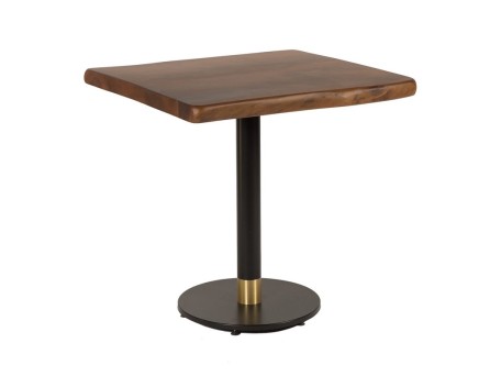 Artekko Τραπέζι από ξύλο καρυδιάς (5,5cm) με μεταλλικό μαύρο πόδι (75x75x77)cm