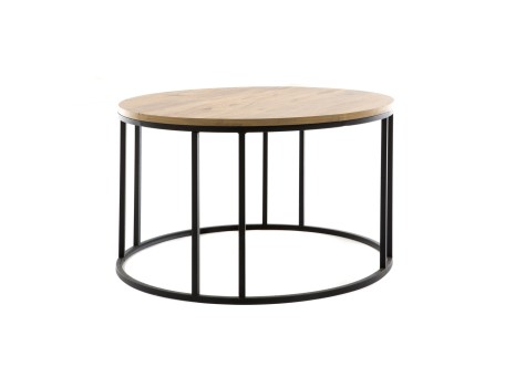 Artekko Τραπέζι σαλονιού μεταλλικό Μαύρο Φ75x45 με Ξύλινο καπάκι