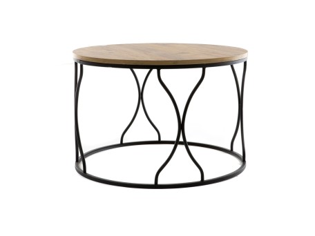 Artekko Τραπέζι σαλονιού μεταλλικό μαύρο Φ75x45 με Ξύλινο καπάκι