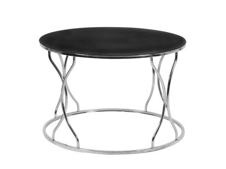 Artekko Uklastreiy Τραπέζι Σαλονιού Μεταλλικό Inox με Μαύρο Γυάλινο Καπάκι (75x75x45)cm