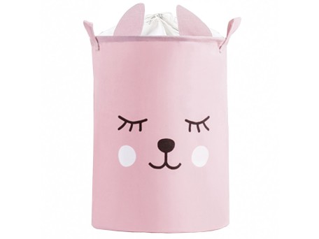Sipo Πολυχρηστικό Καλάθι με κορδόνι Ροζ Αρκουδάκι 43 L