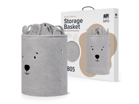 Sipo Πολυχρηστικό Καλάθι Premium Μπουκλέ Γκρι Αρκουδάκι 43L