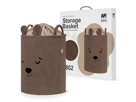 Sipo Πολυχρηστικό Καλάθι Premium Μπουκλέ Καφέ Αρκουδάκι 43L