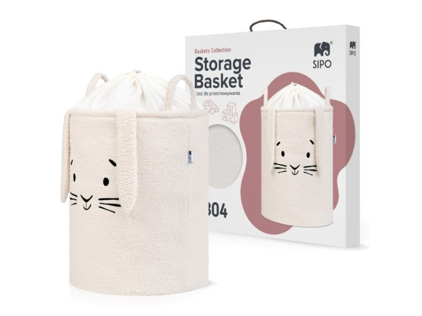 Sipo Πολυχρηστικό Καλάθι Premium Μπουκλέ Κρεμ Κουνελάκι 43L