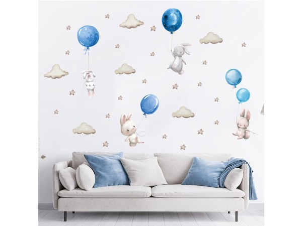 Sipo Wall sticker Bunny Balloons Blue