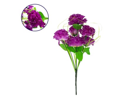 09075 Τεχνητό Φυτό Διακοσμητικό Μπουκέτο Βιολετί M20cm x Υ35cm Π20cm με 7 X Γαρύφαλλα