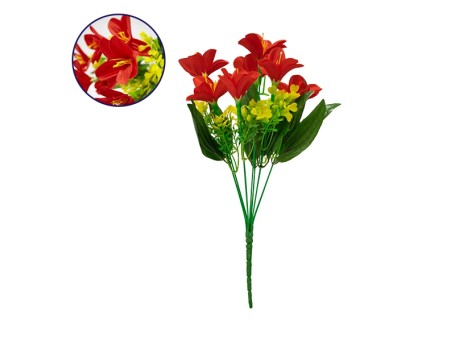 09085 Τεχνητό Φυτό Διακοσμητικό Μπουκέτο Rain Lily Κόκκινο M15cm x Υ33cm Π15cm με 7 Κλαδάκια