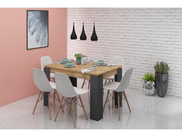 Επεκτεινόμενη τραπεζαρία ξύλινη Verona αντραψιτε/δρυς βοταν 120/160x80x74cm DIOMMI 33-332