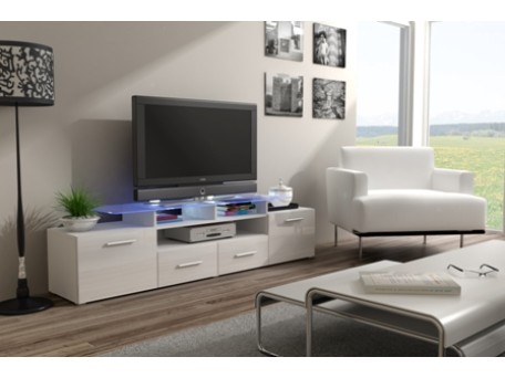 front TV stand EVORA RTV white DIOMMI CAMA-EVORA-RTV-FRONT-BIAŁY POŁYSK