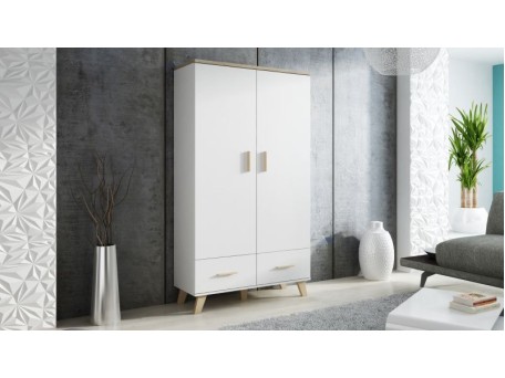 Waredrobe LOTTA  dimond white/lsonoma oak DIOMMI CAMA-LOTTA-SZAFA-2D2S-BI/DSO