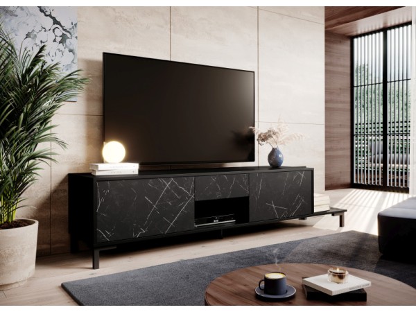 MARMO TV STAND RTV 2D1S1K black DIOMMI CAMA-MARMO-RTV2D1S1K-CZARNY