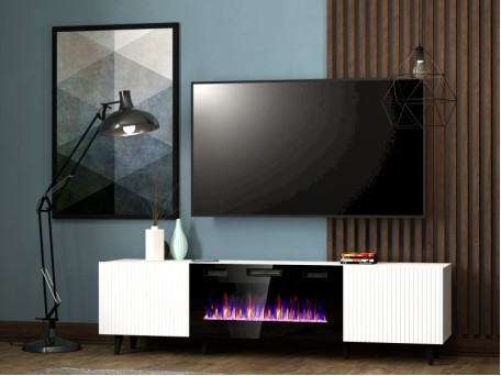 PAFOS EF TV stand 180 white/white with black legs DIOMMI CAMA-PAFOS-RTV-EF-BI/BI