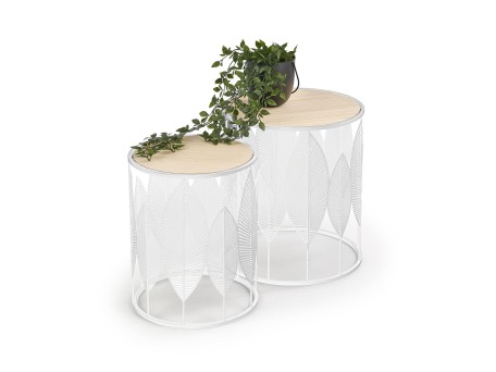 FOLLA set of 2 c. tables natural / white DIOMMI V-CH-FOLLA-LAW-BIAŁY