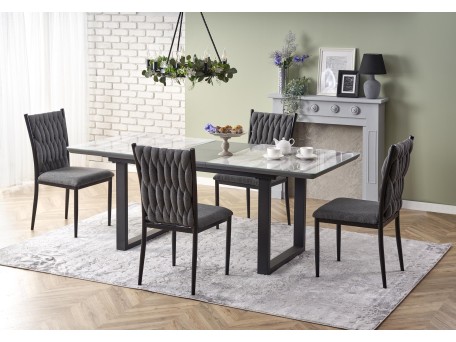 MARLEY extension table, color: top - white marble / grey, legs - black DIOMMI V-CH-MARLEY-ST