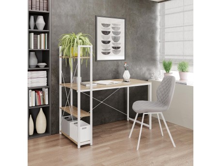NARVIK B1 desk white / sonoma oak DIOMMI V-CH-NARVIK-B1-BIAŁY/SONOMA