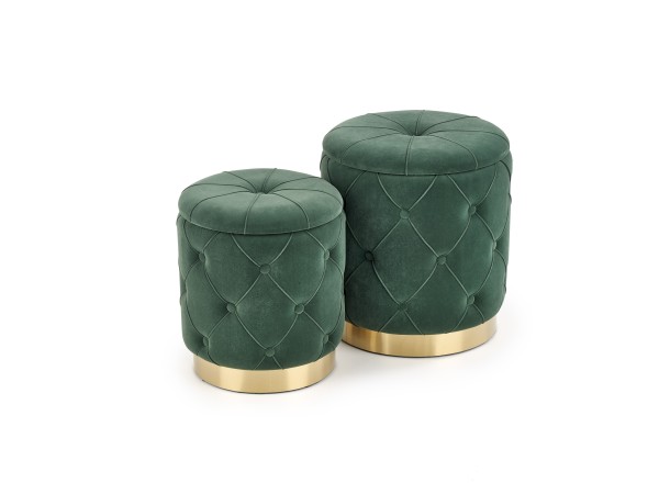 POLLY set of two stools, color: dark green DIOMMI V-CH-POLLY-PUFA-C.ZIELONY