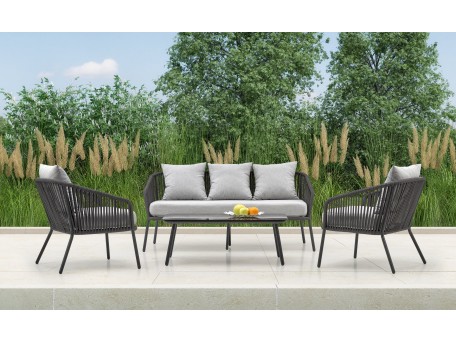 ROCCA, garden set ( sofa + chair 2x + c. table ), l.grey / d.grey DIOMMI V-CH-ROCCA-ZESTAW