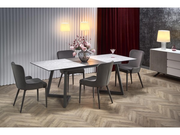 TIZIANO extension table, color: top - light grey / dark grey, legs - dark grey DIOMMI V-CH-TIZIANO-ST