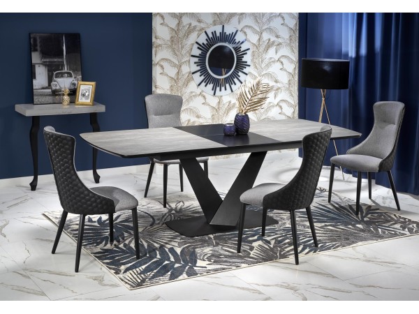 VINSTON extension table, color: top - dark grey / black, legs - black DIOMMI V-CH-VINSTON-ST